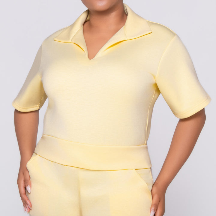 Short Sleeve Lemon Scuba Modal Top
