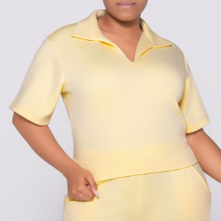 Short Sleeve Lemon Scuba Modal Top