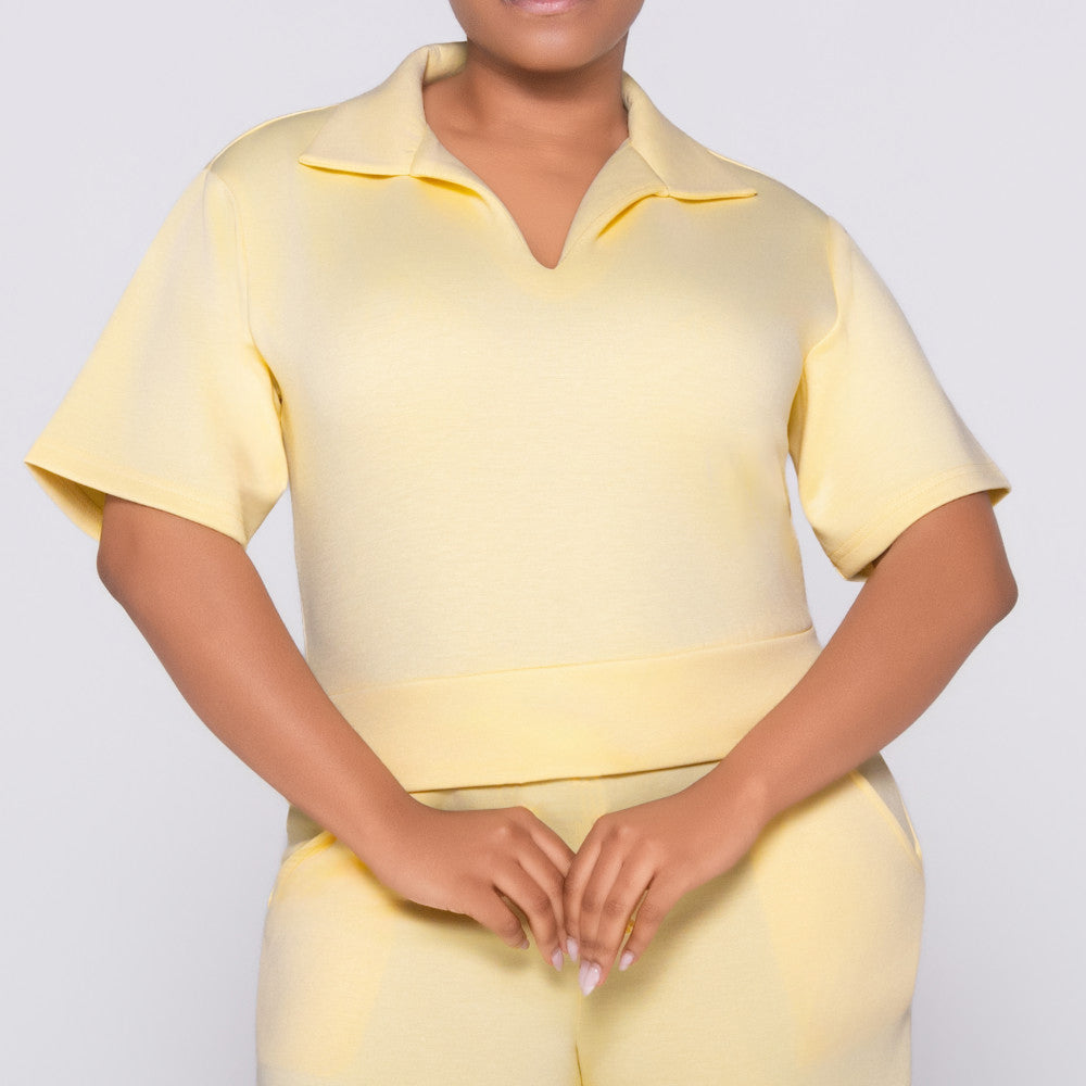 Short Sleeve Lemon Scuba Modal Top
