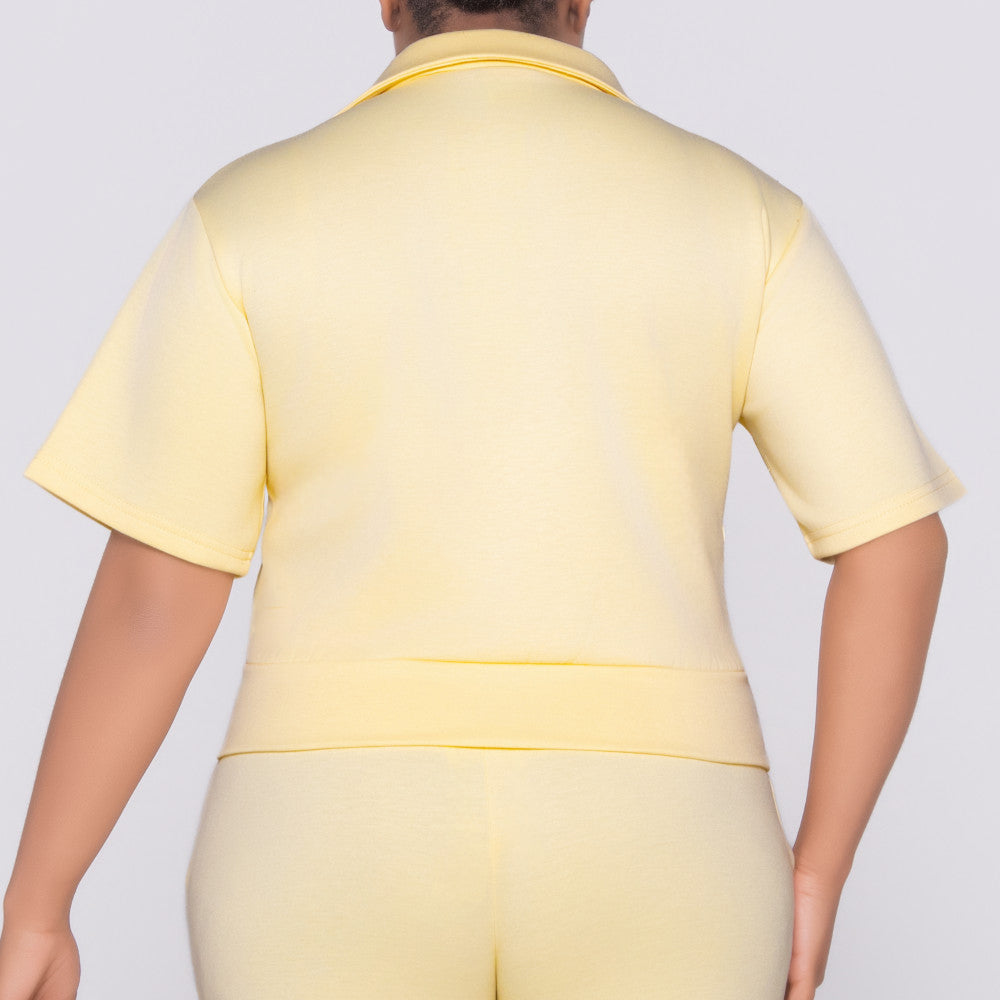 Short Sleeve Lemon Scuba Modal Top