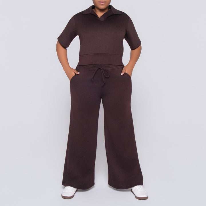 Short Sleeve Chocolate Scuba Modal Top