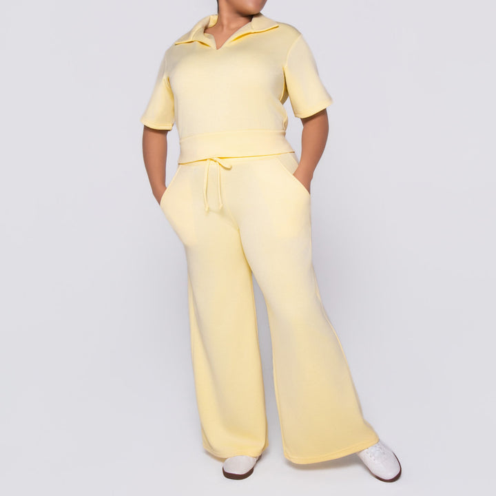 Short Sleeve Lemon Scuba Modal Top