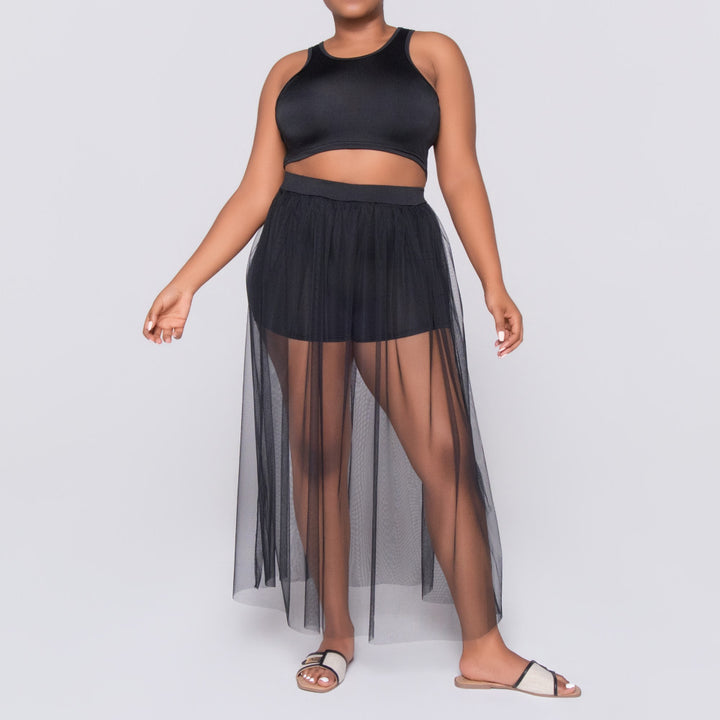 Sleeveless Black Swimwear Set