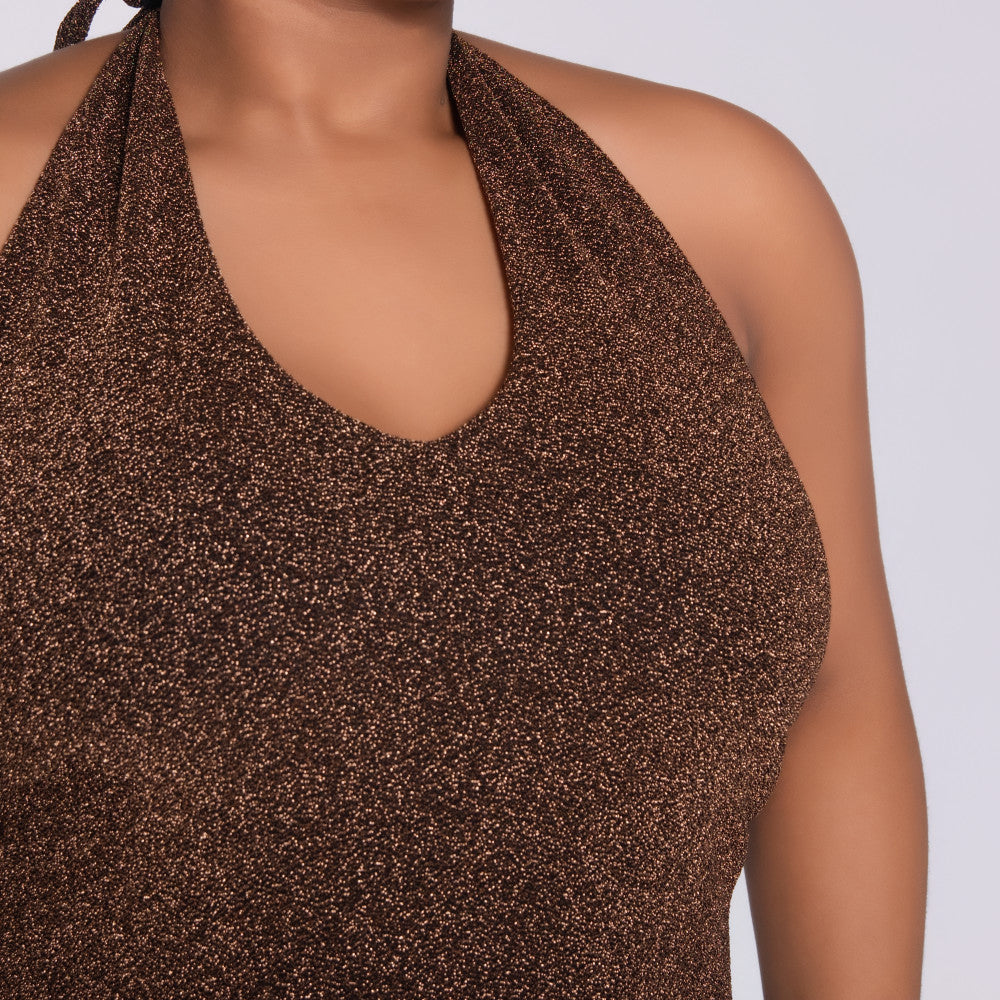 Chocolate Halter Neck Dress