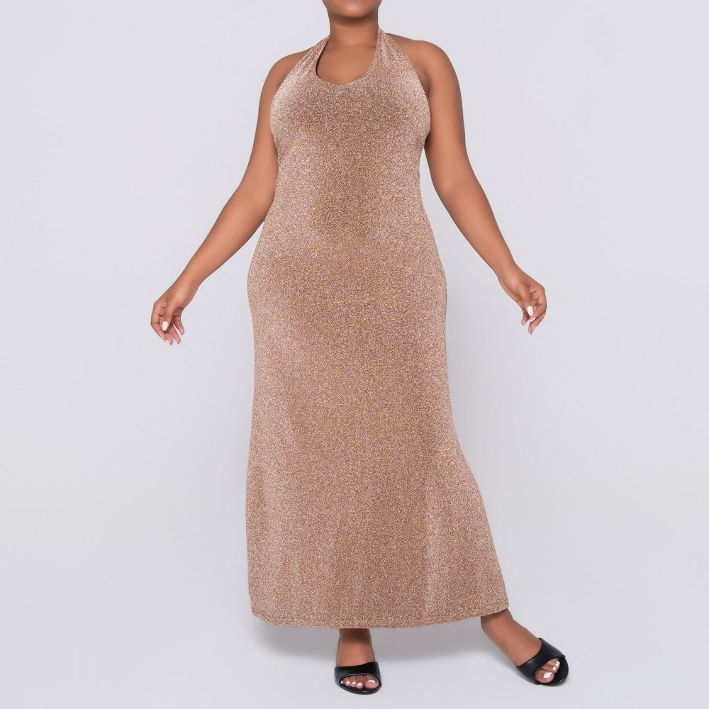 Gold Halter Neck Dress