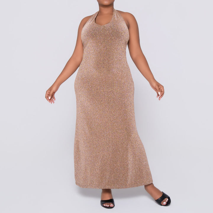 Gold Halter Neck Dress