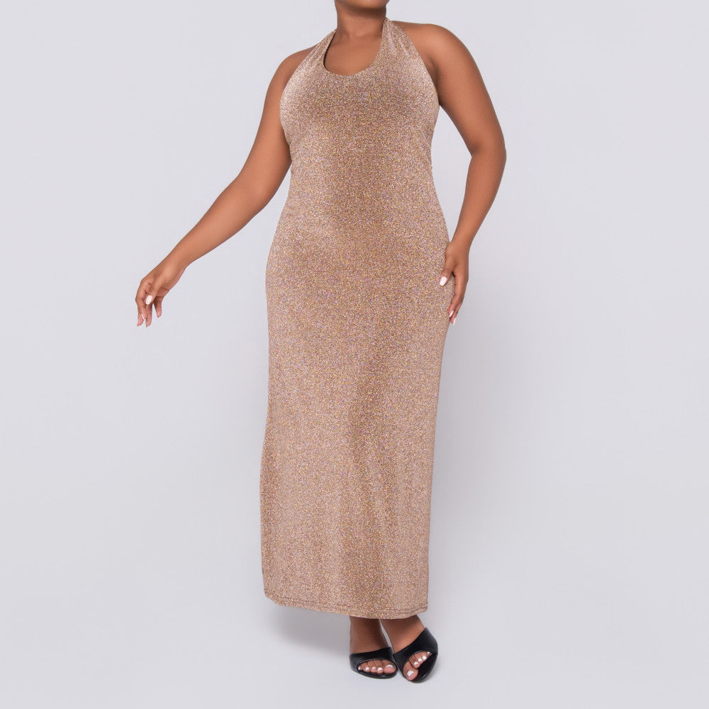 Gold Halter Neck Dress