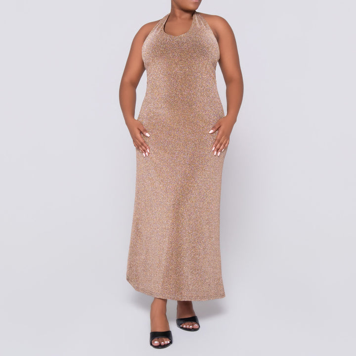 Gold Halter Neck Dress