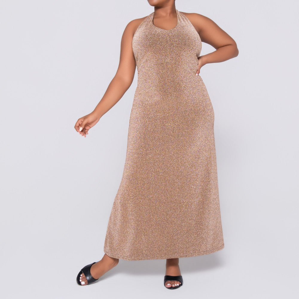 Gold Halter Neck Dress