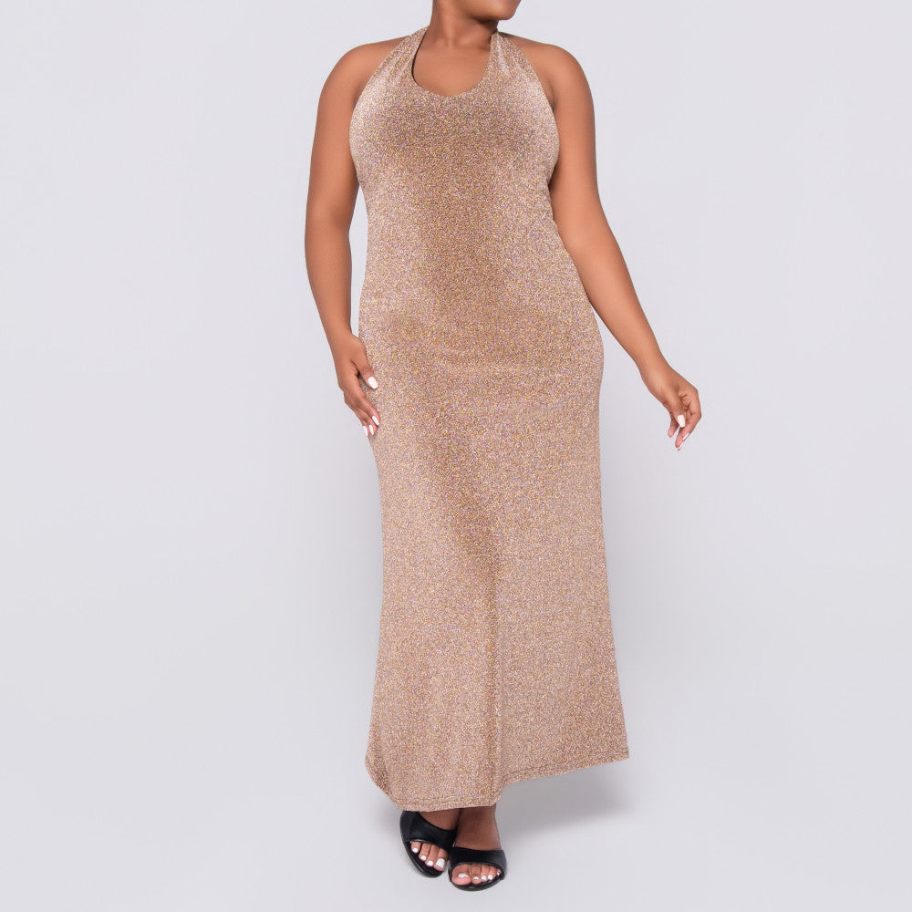Gold Halter Neck Dress