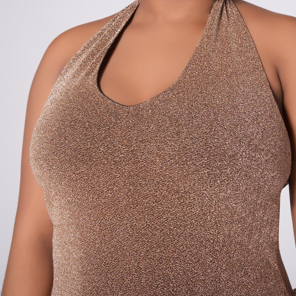 Gold Halter Neck Dress
