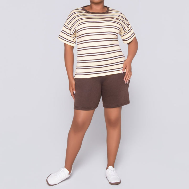 Butter Striped Shorts And Top Set