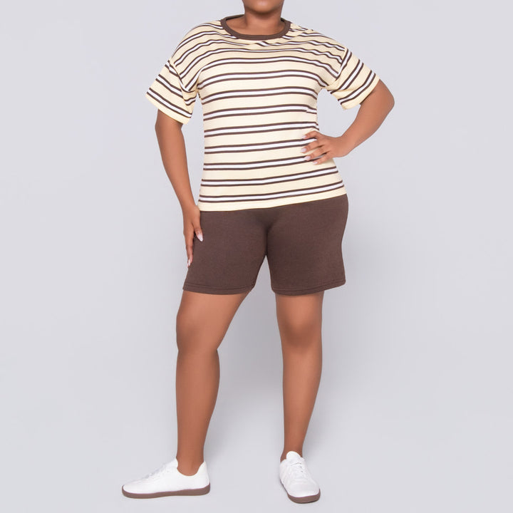 Butter Striped Shorts And Top Set