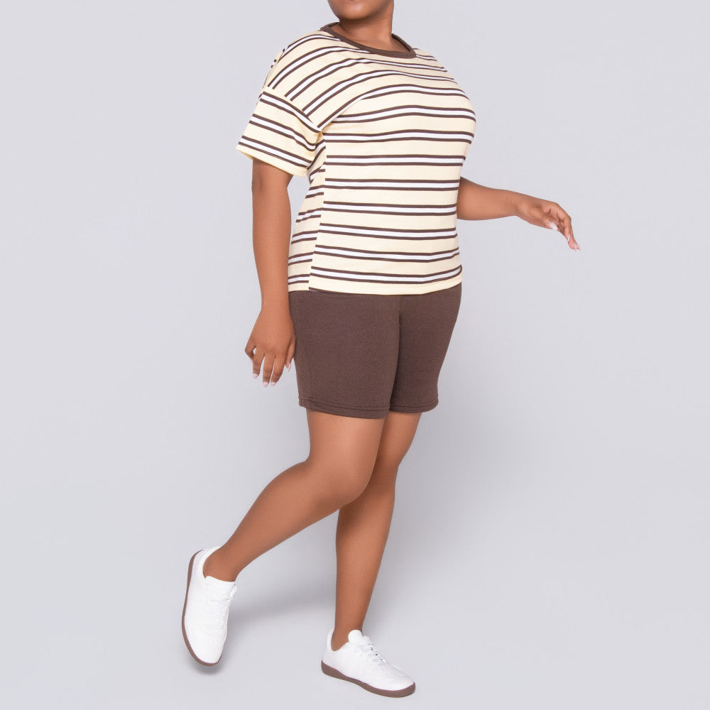 Butter Striped Shorts And Top Set