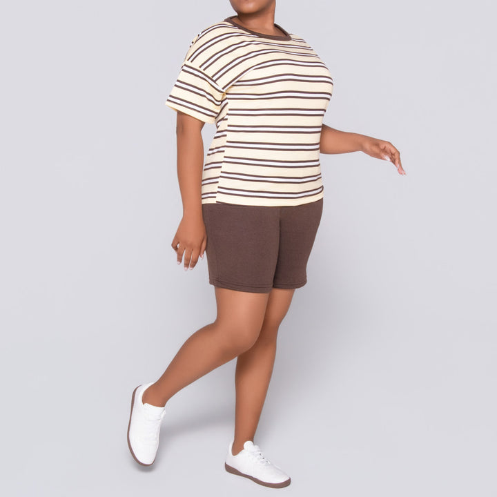 Butter Striped Shorts And Top Set