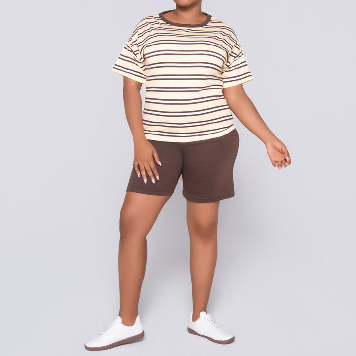 Butter Striped Shorts And Top Set