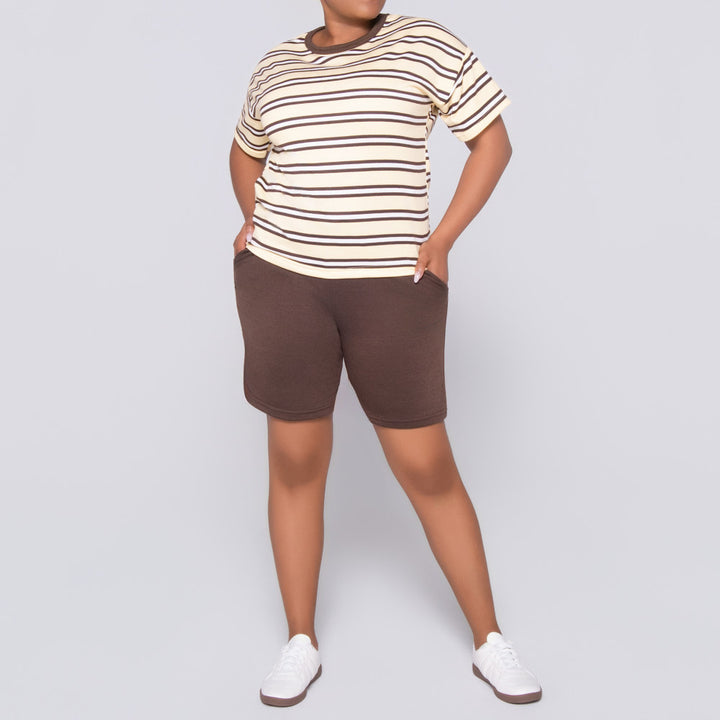 Butter Striped Shorts And Top Set