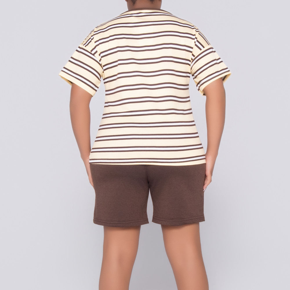 Butter Striped Shorts And Top Set