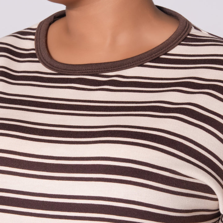 Choc/Stone Striped Top And Short Set