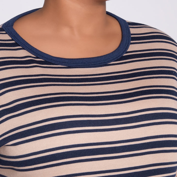 Navy/Stone Striped Top And Short Set