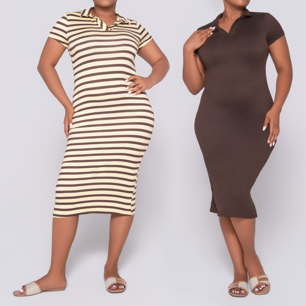 Short Sleeve Twin Pack Chocolate  Dress