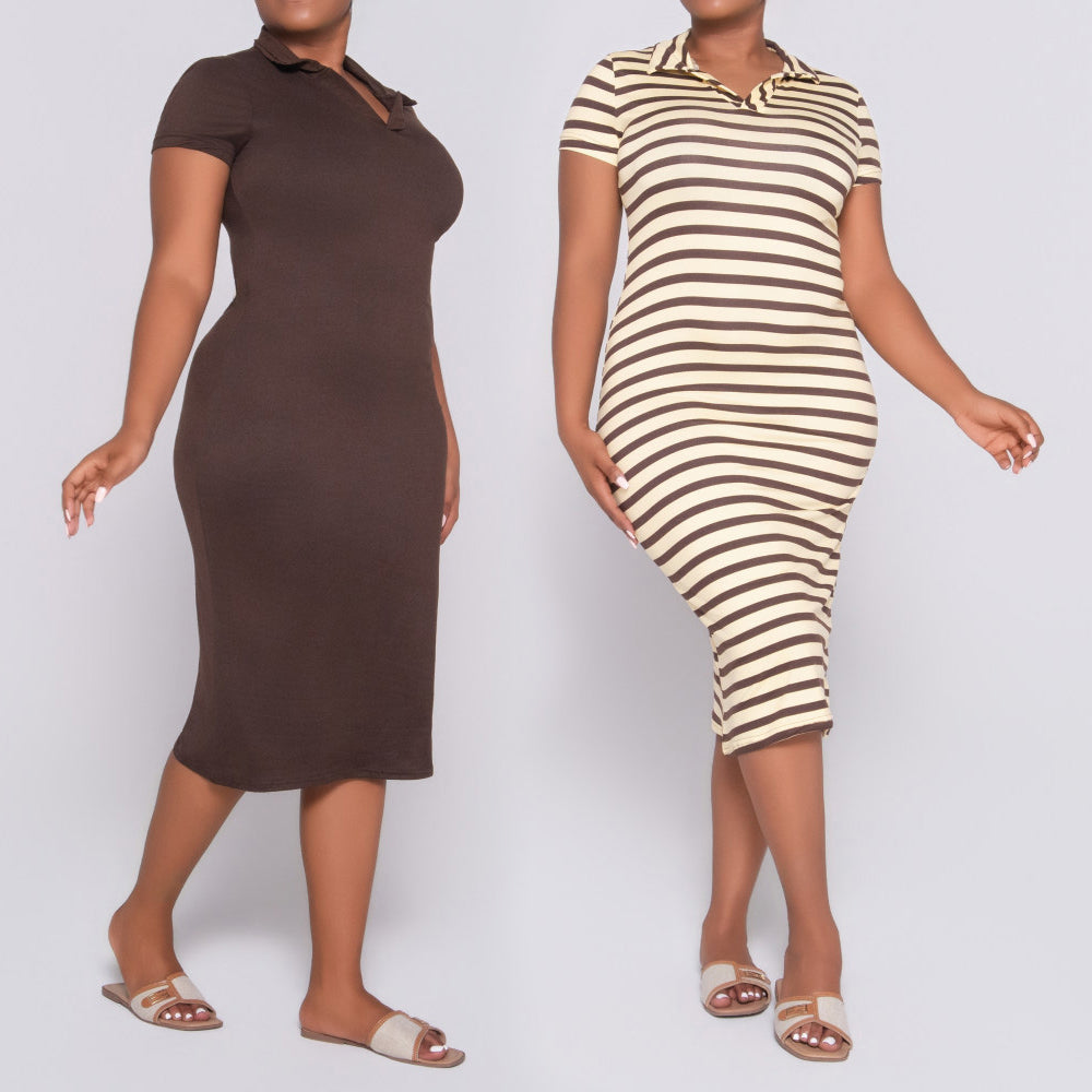 Short Sleeve Twin Pack Chocolate  Dress