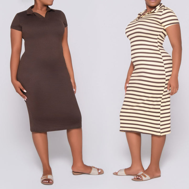 Short Sleeve Twin Pack Chocolate  Dress