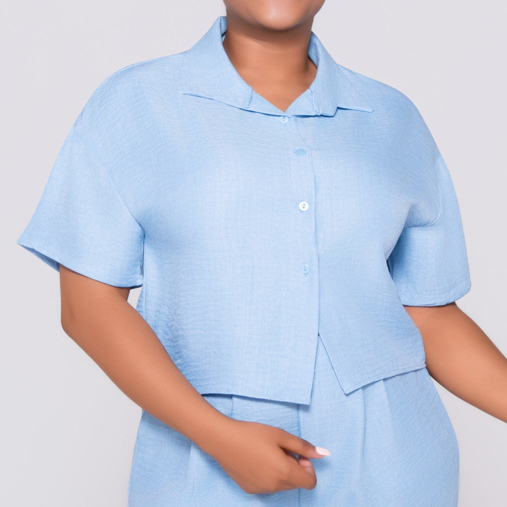 Short Sleeve Button Up Top