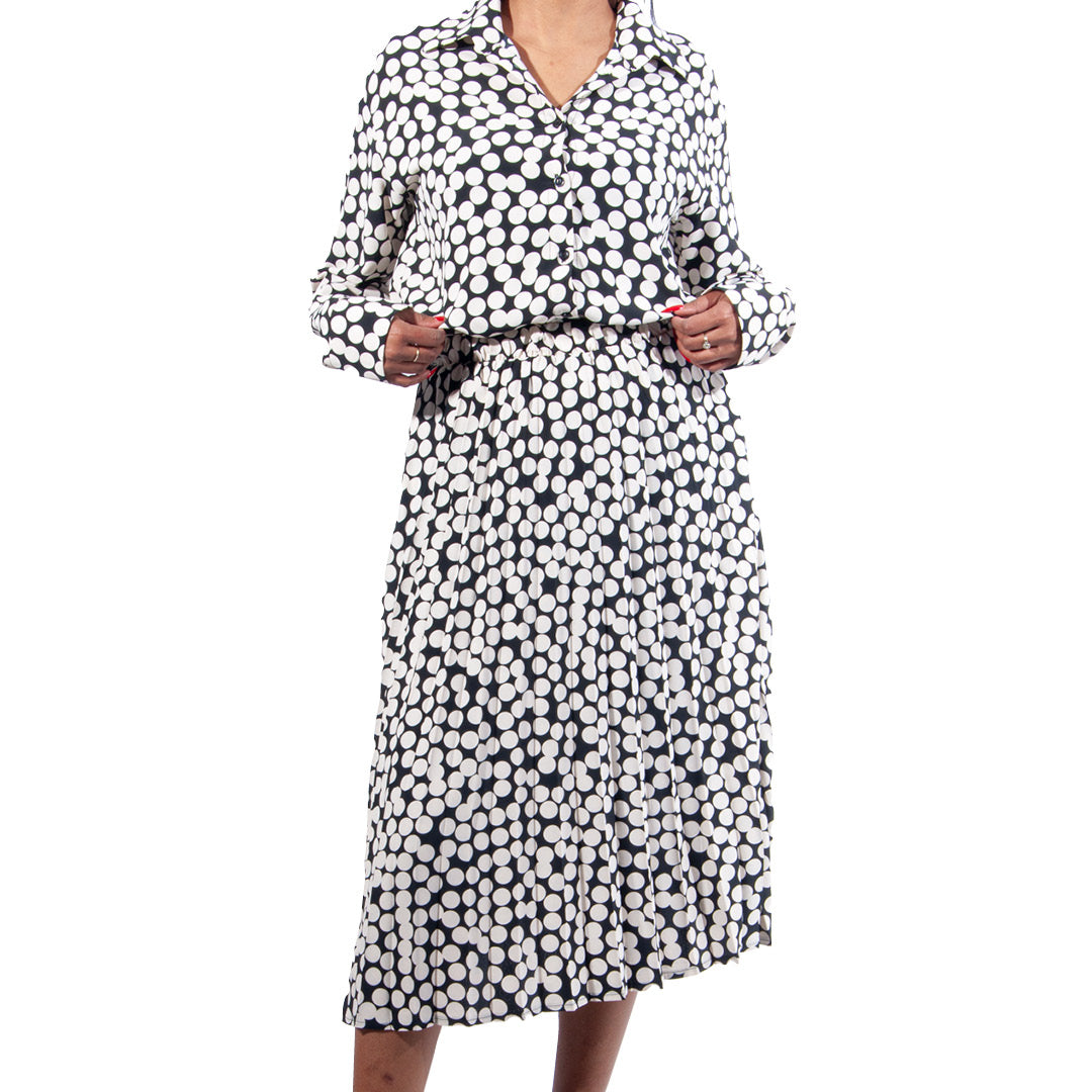 Spotted Print Pleated Skirt