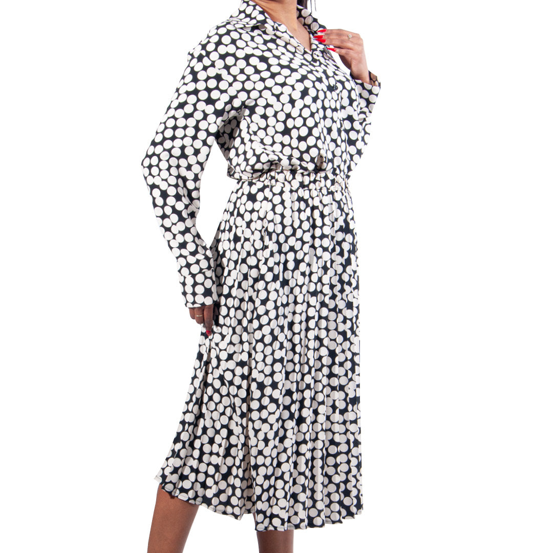 Spotted Print Pleated Skirt
