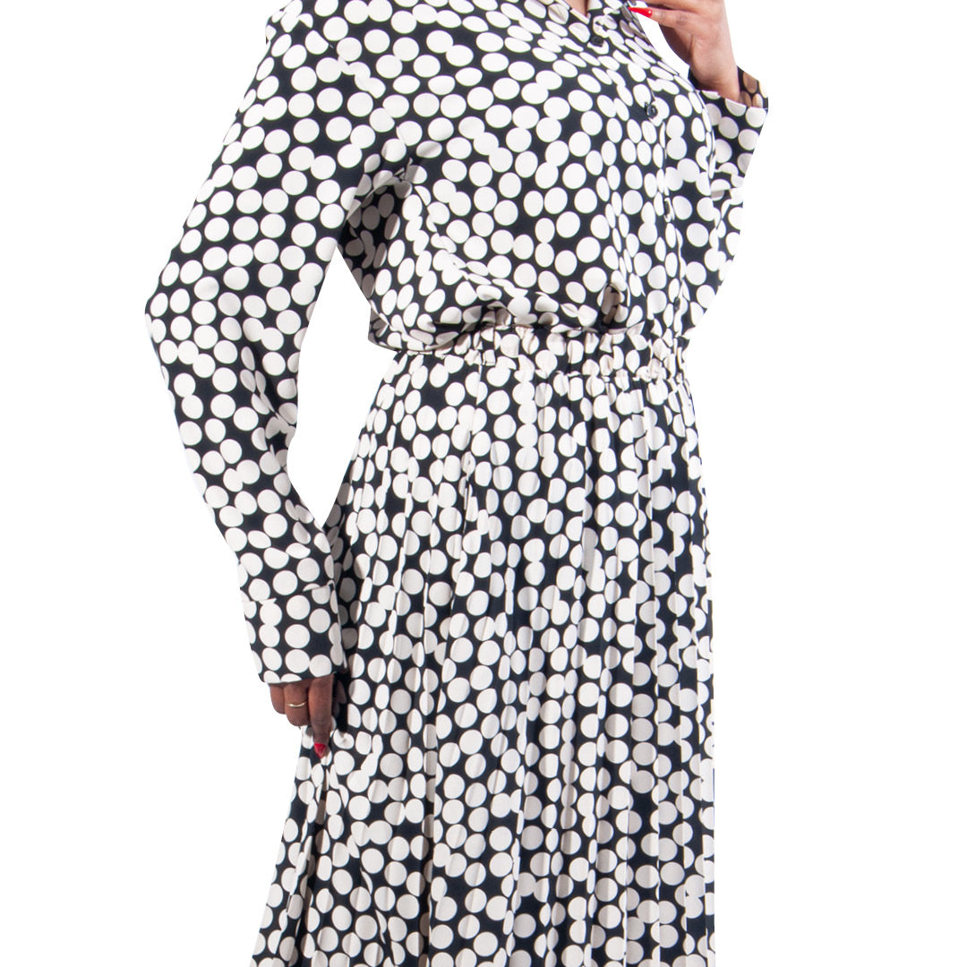 Spotted Print Pleated Skirt