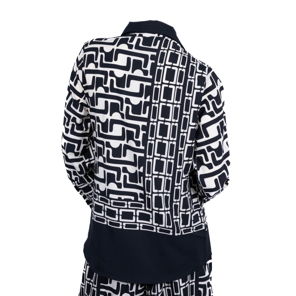 Ladies Long Sleeve Border Print Top