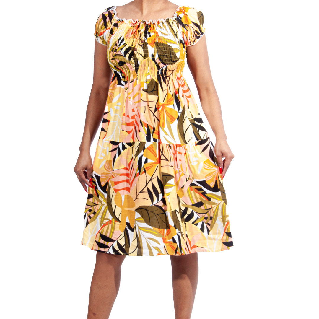 Printed Tiered Viscose Smocking Dress - Fashion World ZA