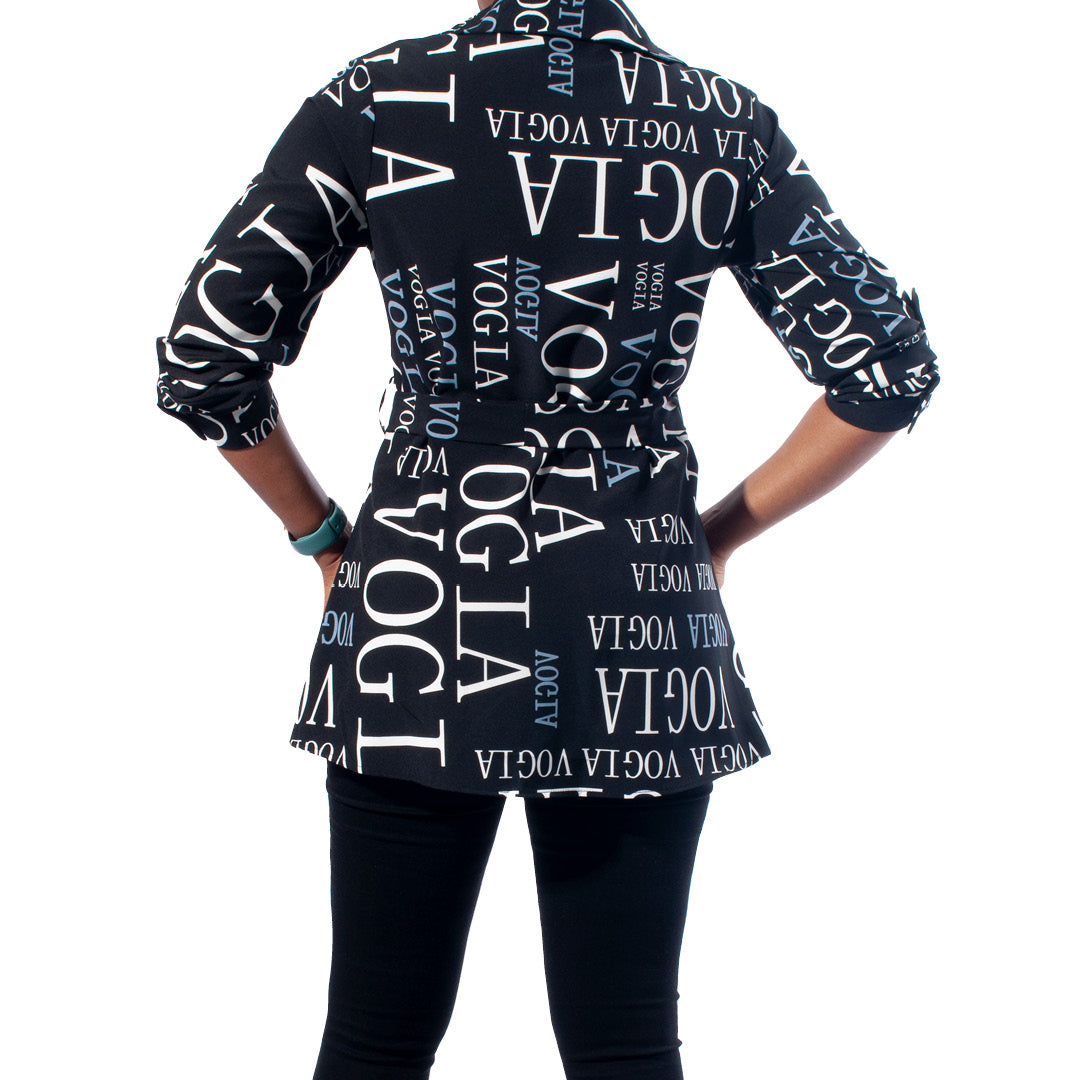 Collar Edit Polyspan Woven Printed Top
