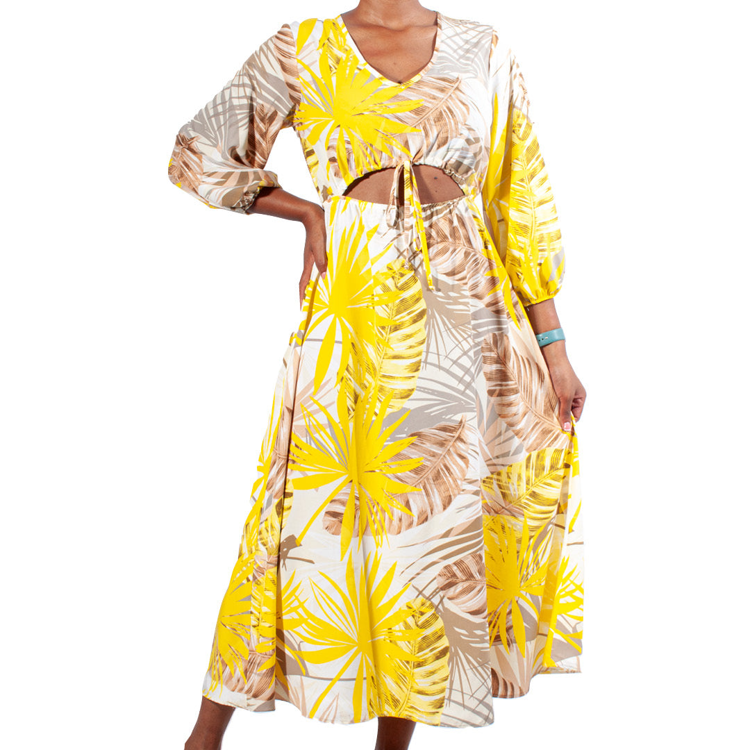 Front Cut Out Printed Dress