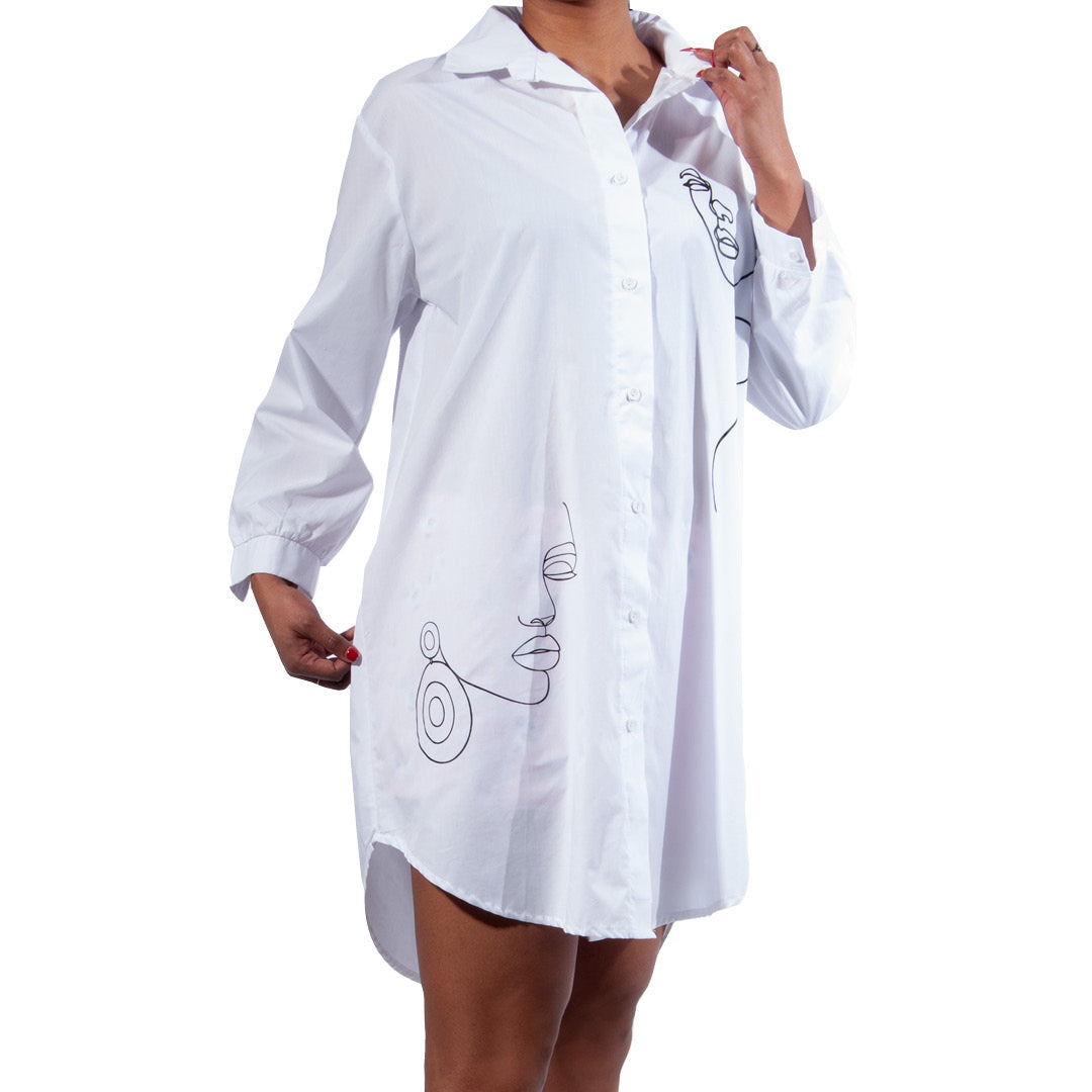 Optical White Collar Edit Button-Up Shirt