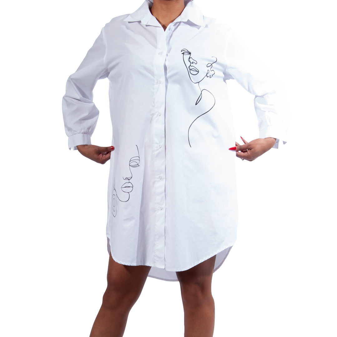 Optical White Collar Edit Button-Up Shirt