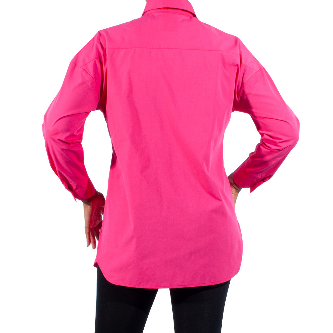 Cerise Long Sleeve Poplin Top