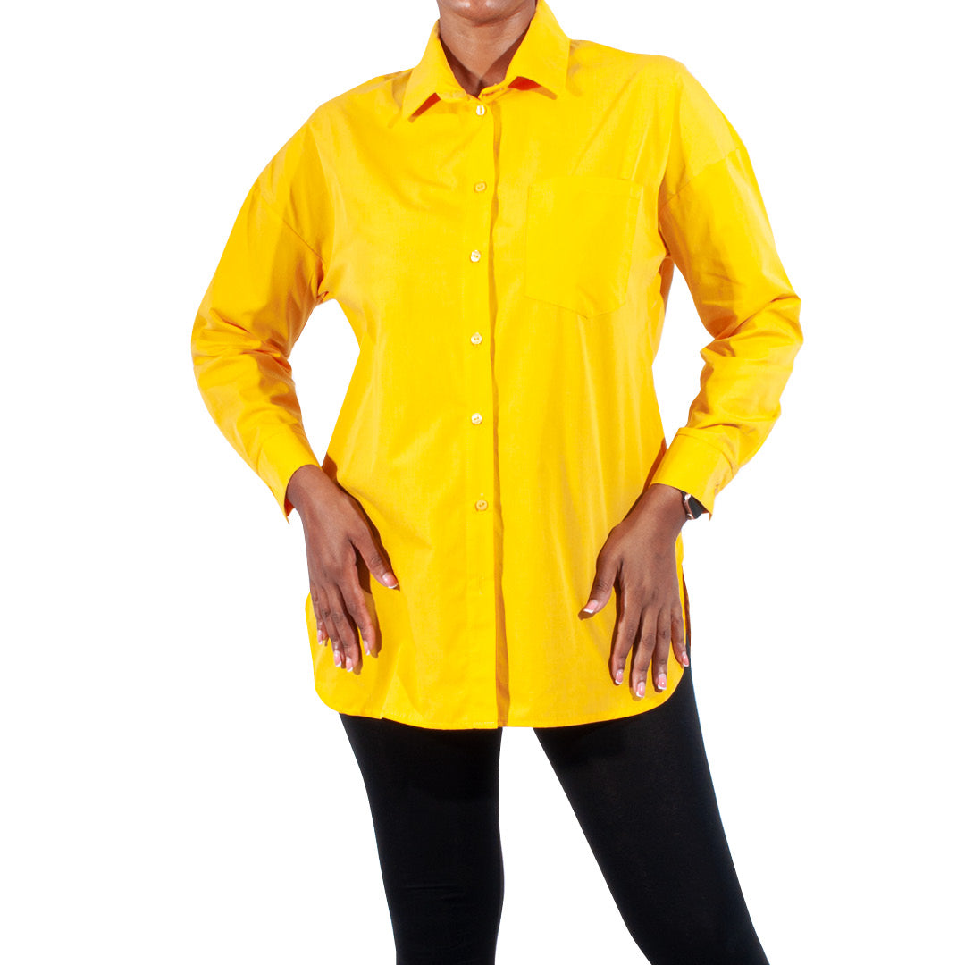 Mustard Long Sleeve Poplin Top