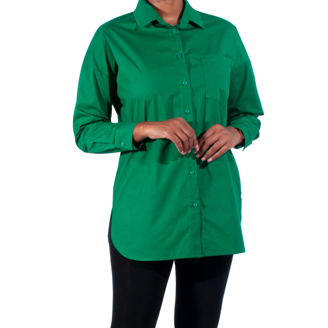 Emerald Long Sleeve Poplin Top