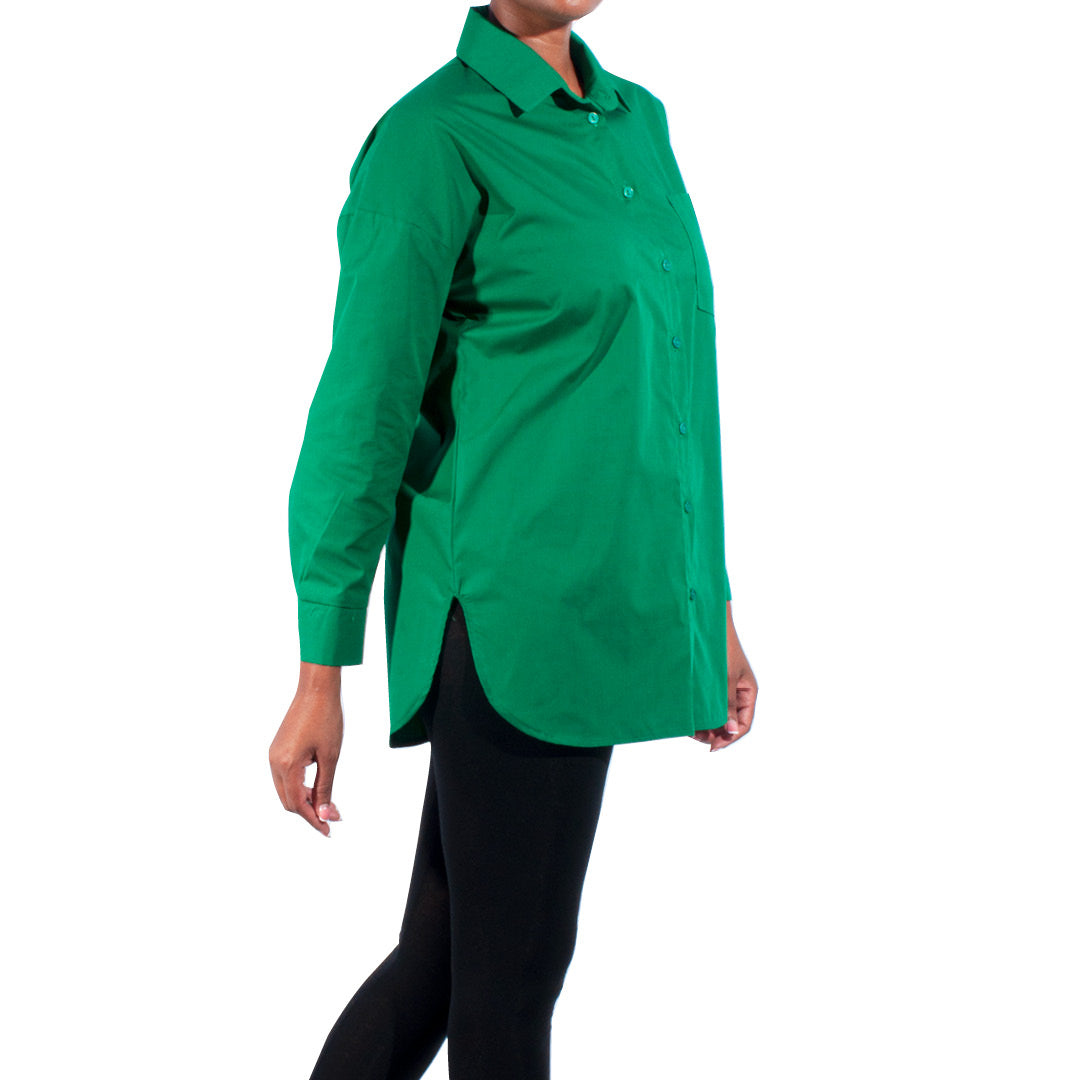 Emerald Long Sleeve Poplin Top