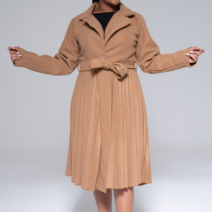 Camel Pleated Melton Jacket