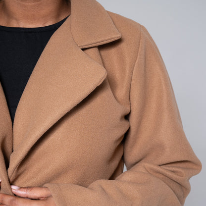 Camel Pleated Melton Jacket
