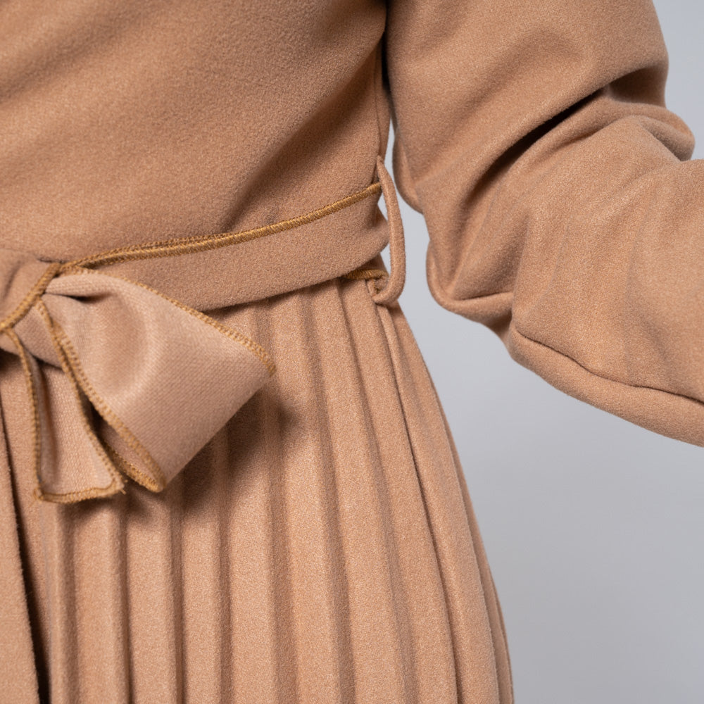 Camel Pleated Melton Jacket