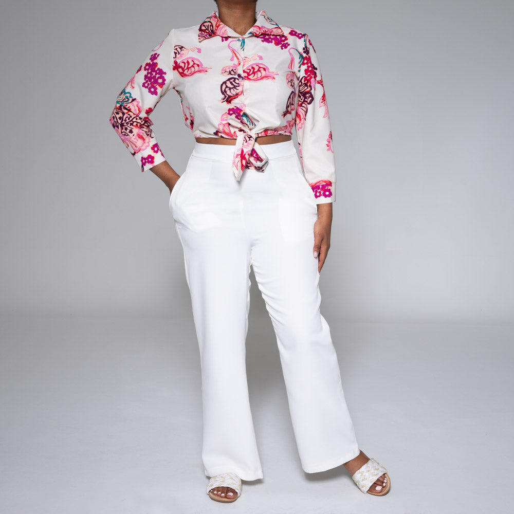 Printed Collar Edit Top