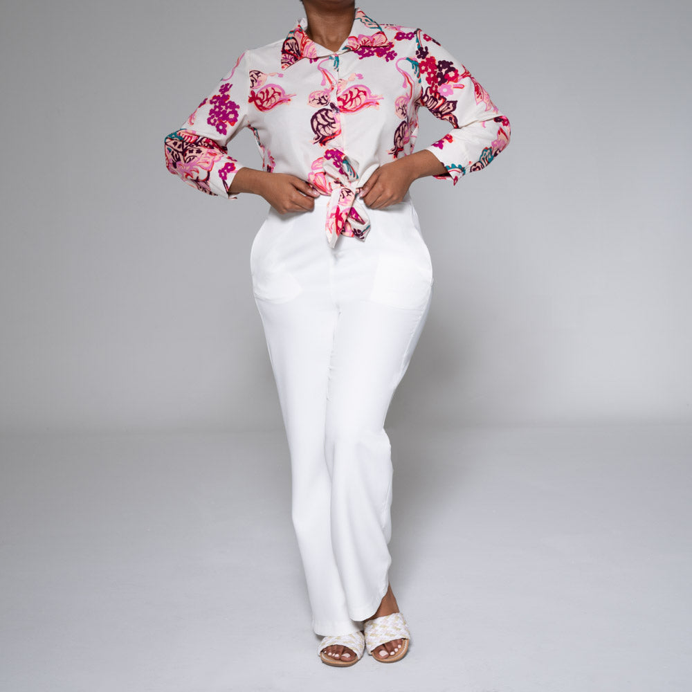 Printed Collar Edit Top