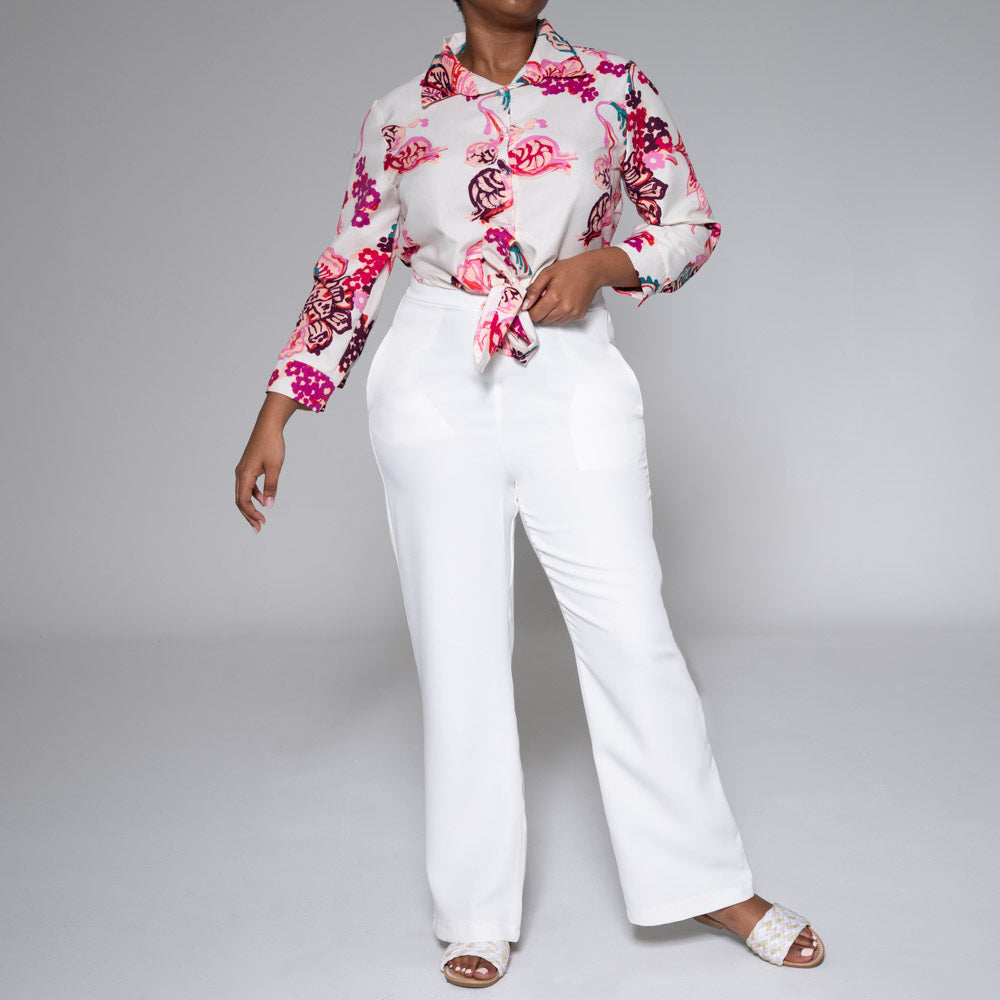 Printed Collar Edit Top