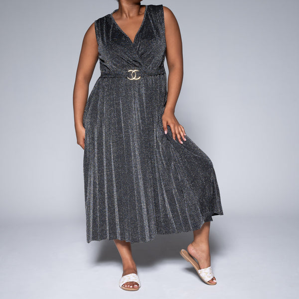 Pleated Sleeveless Dress