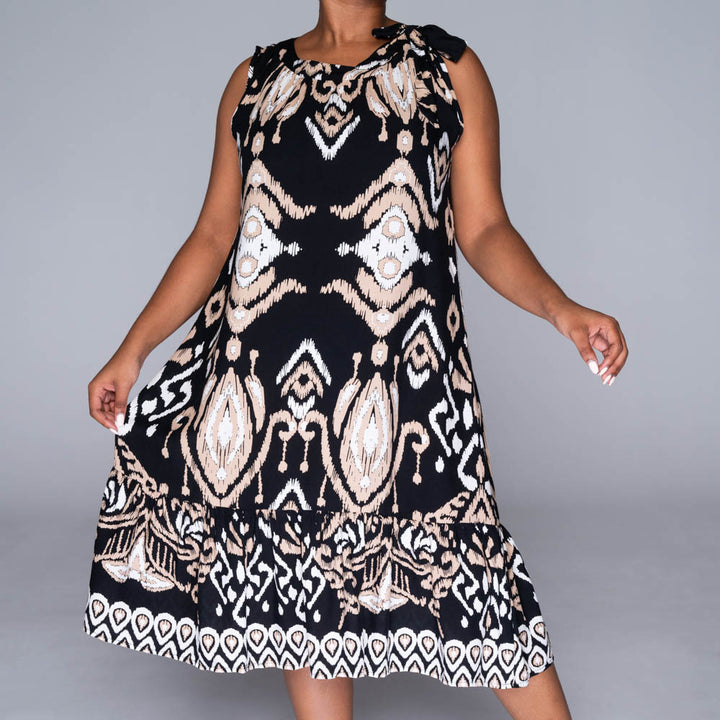 Sleeveless Border Print  Viscose Tunic