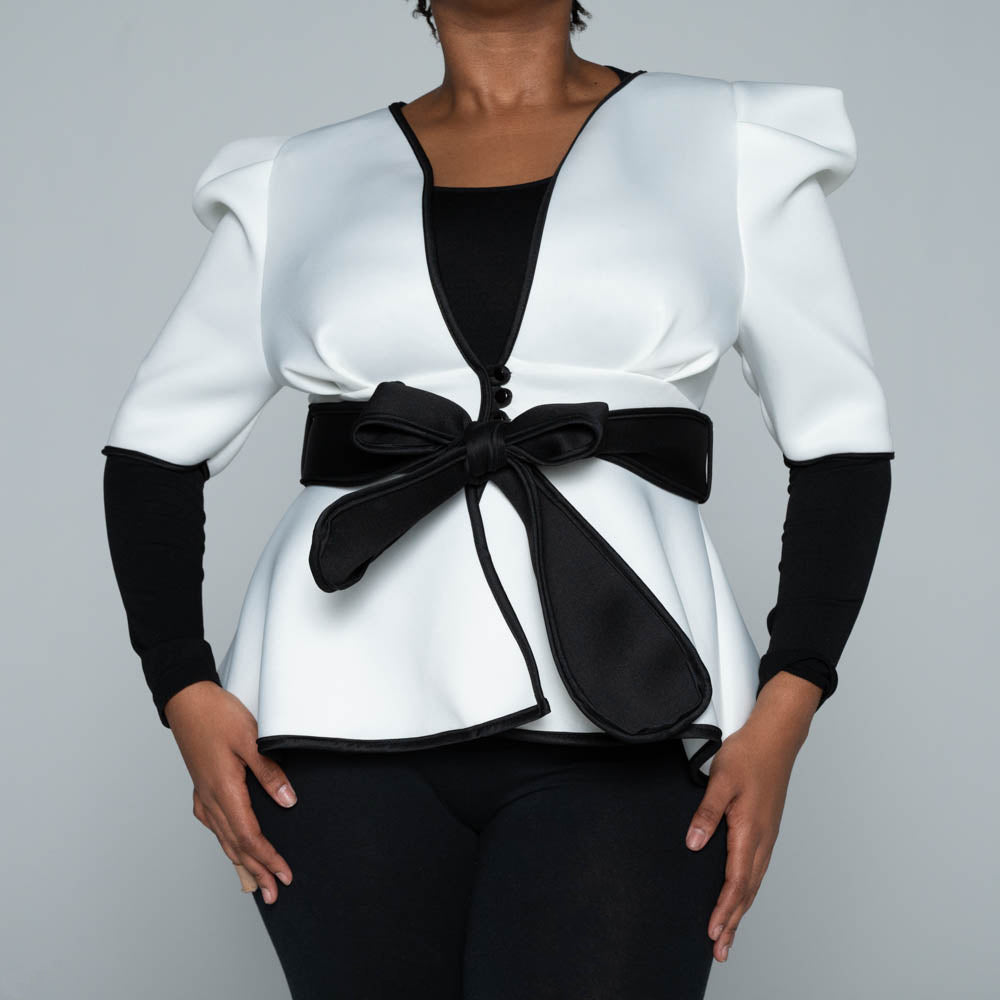Short Sleeve Scuba Peplum Jacket